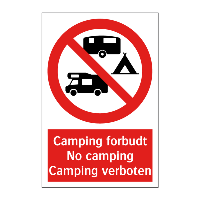 Camping forbudt No camping Camping verboten