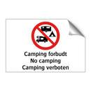 Camping forbudt No camping Camping verboten