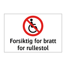 Forsiktig for bratt for rullestol