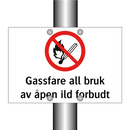 Gassfare all bruk av åpen ild forbudt