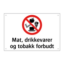 Mat drikkevarer og tobakk forbudt