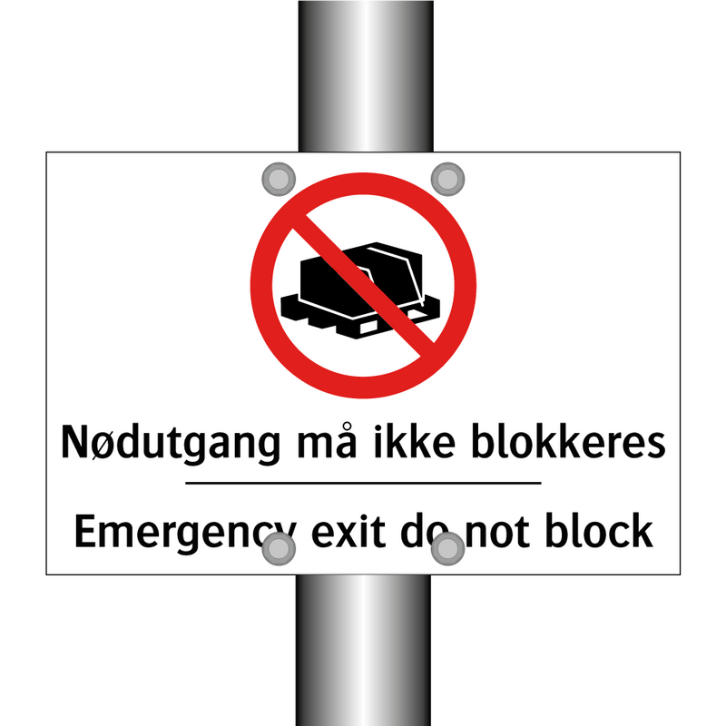 Nødutgang må ikke blokkeres Emergency exit do not block