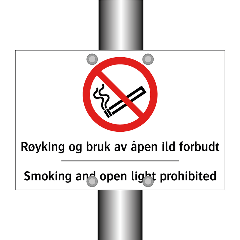 Røyking og bruk av åpen ild forbudt Smoking and open light prohibited