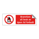 Brannfare all bruk av åpen ild forbudt