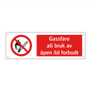 Gassfare all bruk av åpen ild forbudt