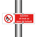 Gassfare all bruk av åpen ild forbudt