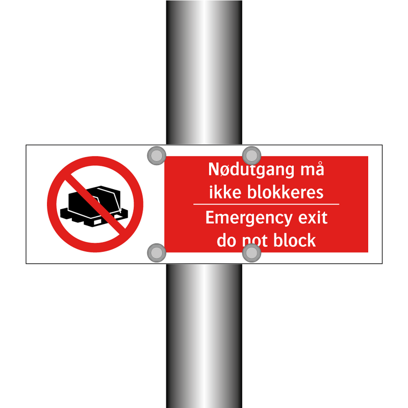 Nødutgang må ikke blokkeres Emergency exit do not block