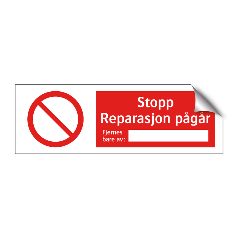 Stopp reparasjon pågår fjernes bare av & Stopp reparasjon pågår fjernes bare av