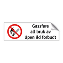 Gassfare all bruk av åpen ild forbudt