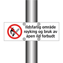 Ildsfarlig område røyking og bruk av åpen ild forbudt