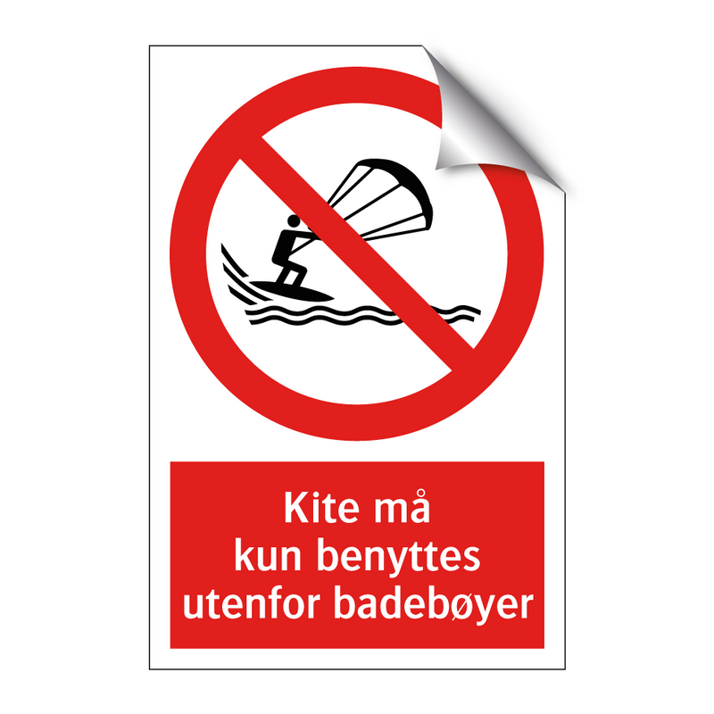 Kite må kun benyttes utenfor badebøyer & Kite må kun benyttes utenfor badebøyer