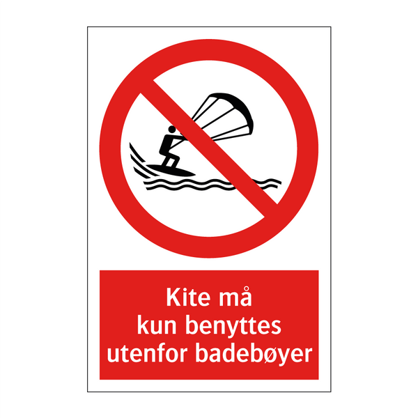 Kite må kun benyttes utenfor badebøyer & Kite må kun benyttes utenfor badebøyer