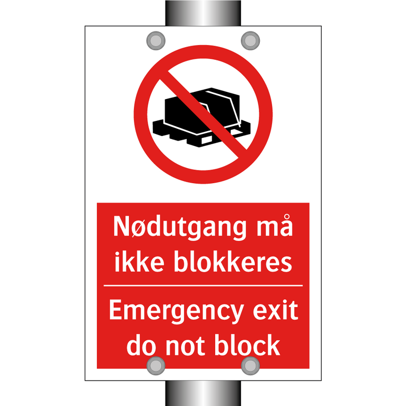 Nødutgang må ikke blokkeres Emergency exit do not block