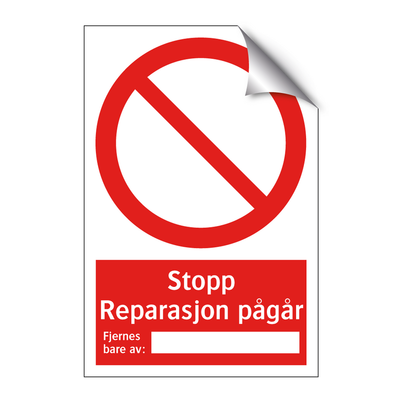 Stopp reparasjon pågår fjernes bare av & Stopp reparasjon pågår fjernes bare av