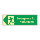 Emergency exit Nødutgang venstre