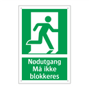 Nødutgang Må ikke blokkeres