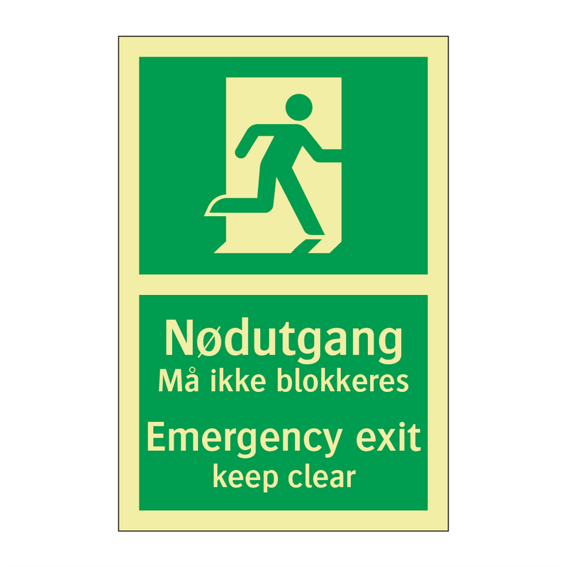 Nødutgang Må ikke blokkeres - Emergency exit keep clear