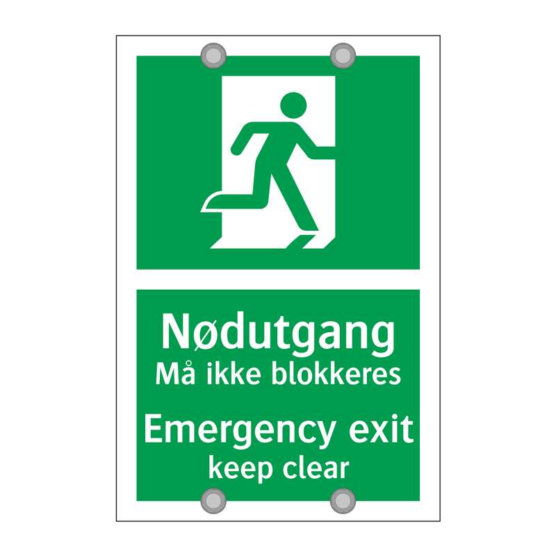 Nødutgang Må ikke blokkeres - Emergency exit keep clear