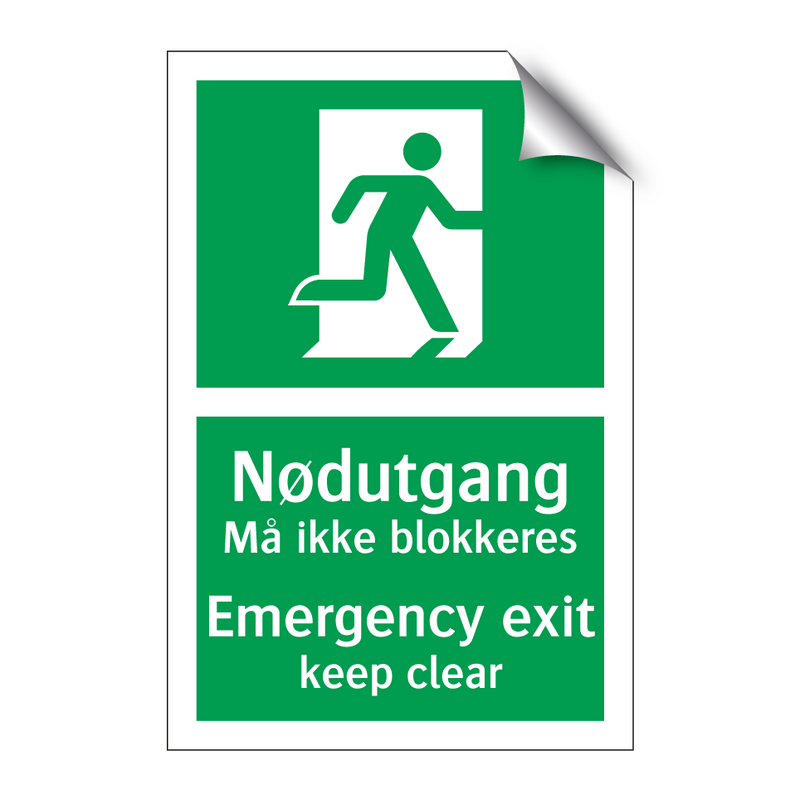 Nødutgang Må ikke blokkeres - Emergency exit keep clear