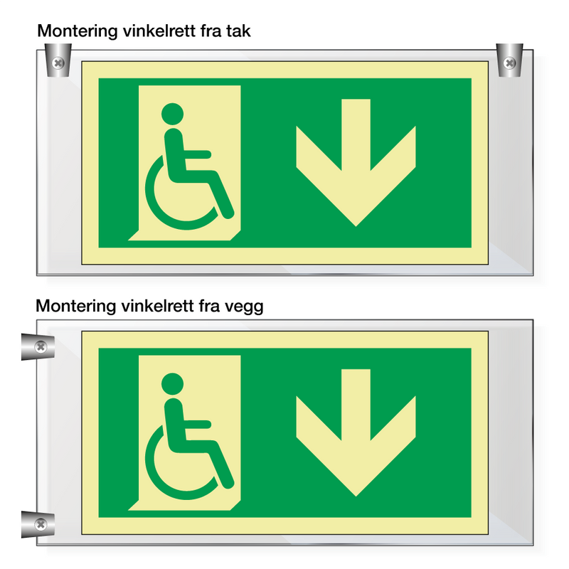 Nødutgang handicap pil ned - Akryl