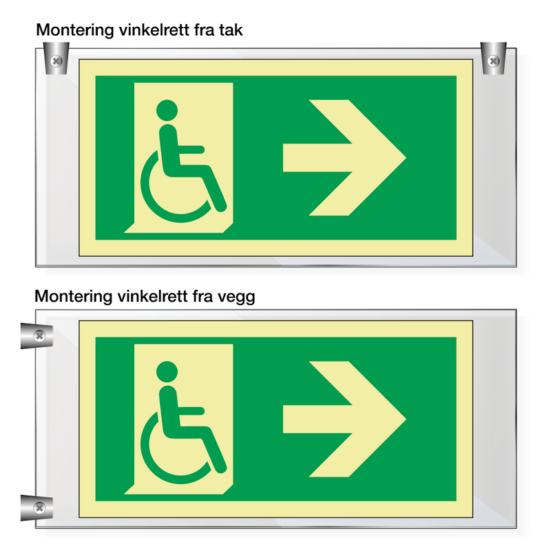 Nødutgang handicap pil høyre - Akryl & Nødutgang handicap pil høyre - Akryl