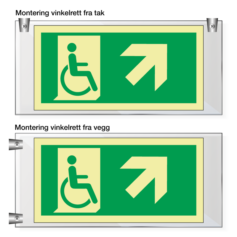 Nødutgang handicap pil høyre opp - Akryl