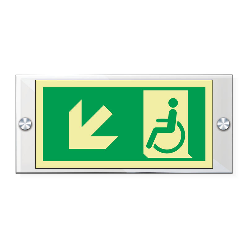 Nødutgang handicap skrå venstre - Akryl & Nødutgang handicap skrå venstre - Akryl