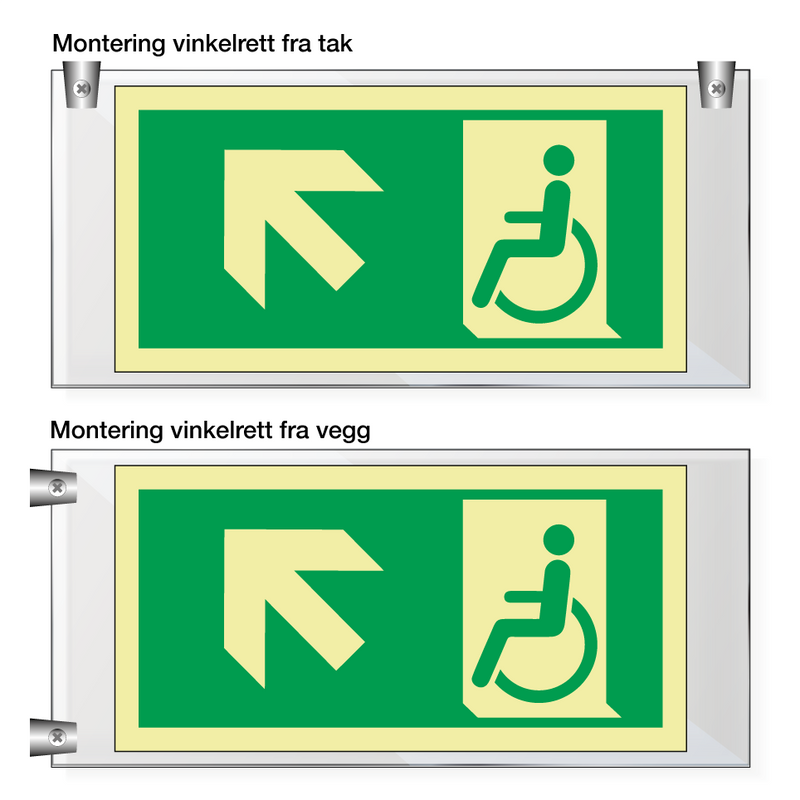 Nødutgang handicap pil venstre opp - Akryl & Nødutgang handicap pil venstre opp - Akryl