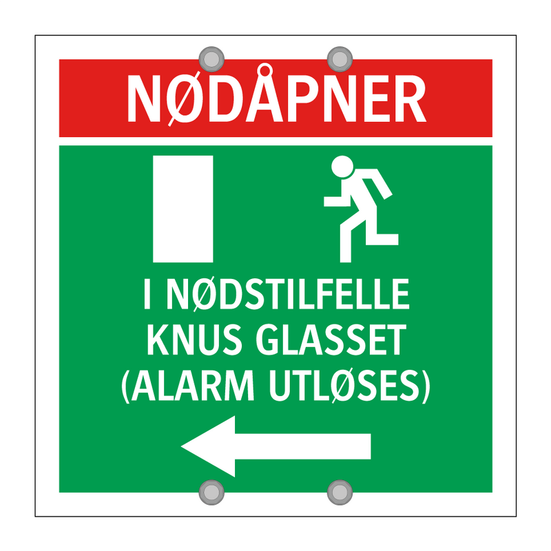 Nødåpner i nødstilfelle knus glasset venstre