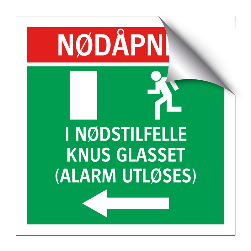 Nødåpner i nødstilfelle knus glasset venstre