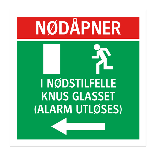 Nødåpner i nødstilfelle knus glasset venstre