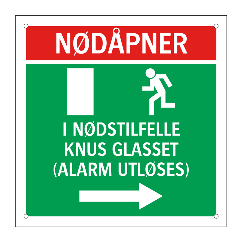 Nødåpner i nødstilfelle knus glasset høyre