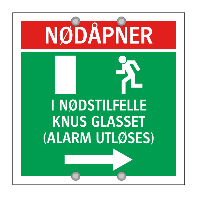Nødåpner i nødstilfelle knus glasset høyre