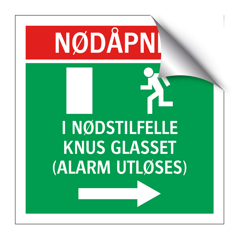 Nødåpner i nødstilfelle knus glasset høyre