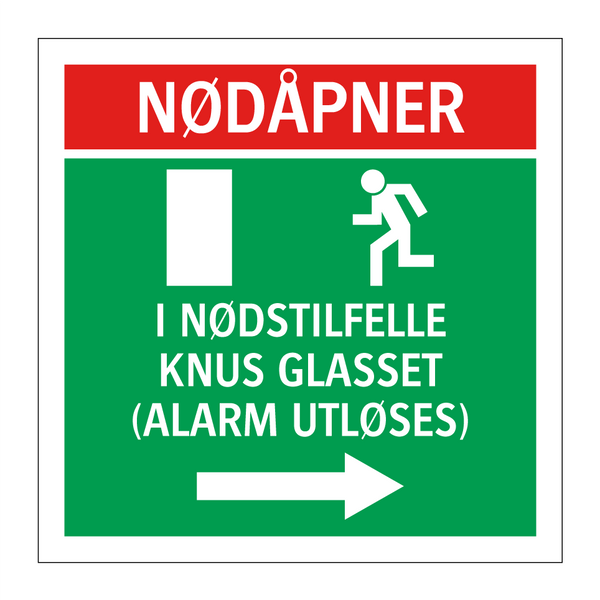 Nødåpner i nødstilfelle knus glasset høyre