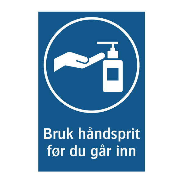 Bruk ha?ndsprit før du ga?r inn