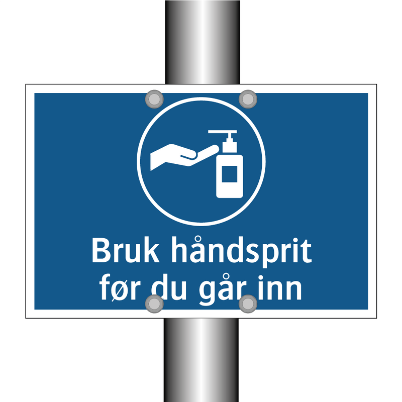 Bruk håndsprit før du går inn