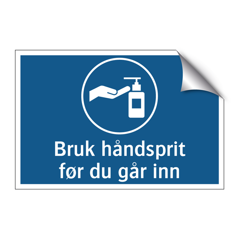 Bruk håndsprit før du går inn