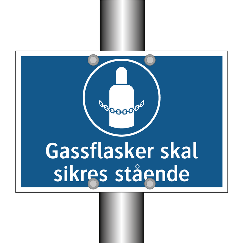 Gassflasker skal sikres stående