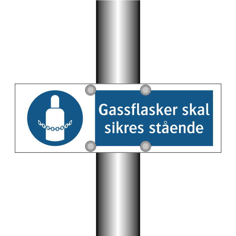 Gassflasker skal sikres sta?ende
