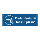 Bruk ha?ndsprit før du ga?r inn