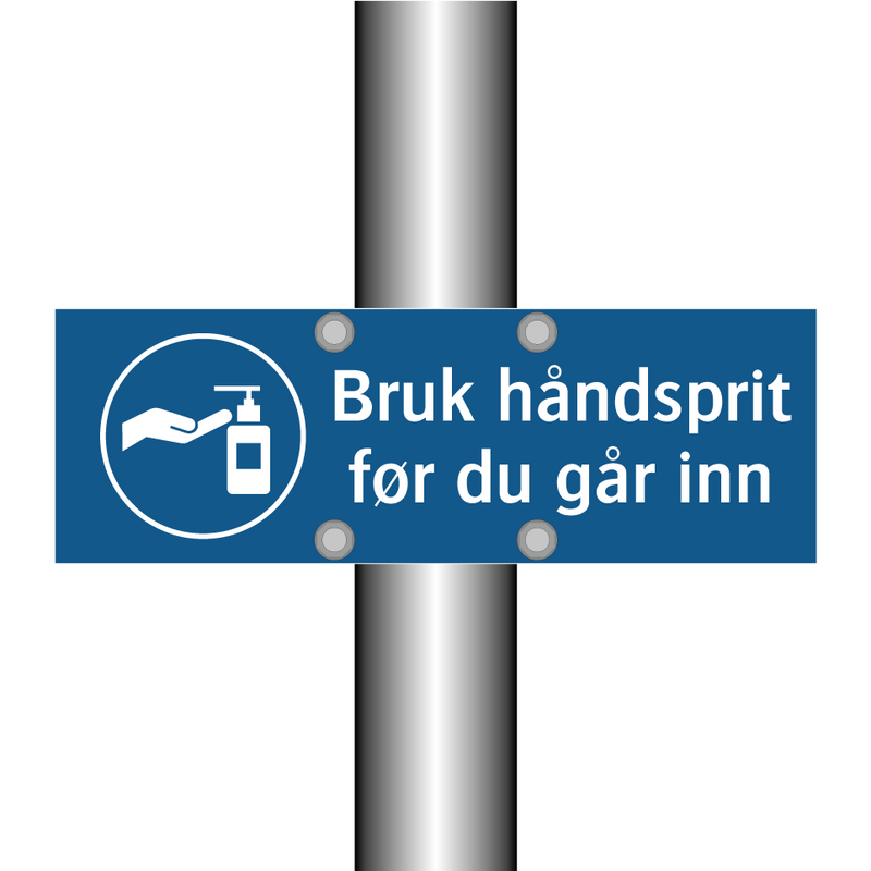Bruk ha?ndsprit før du ga?r inn