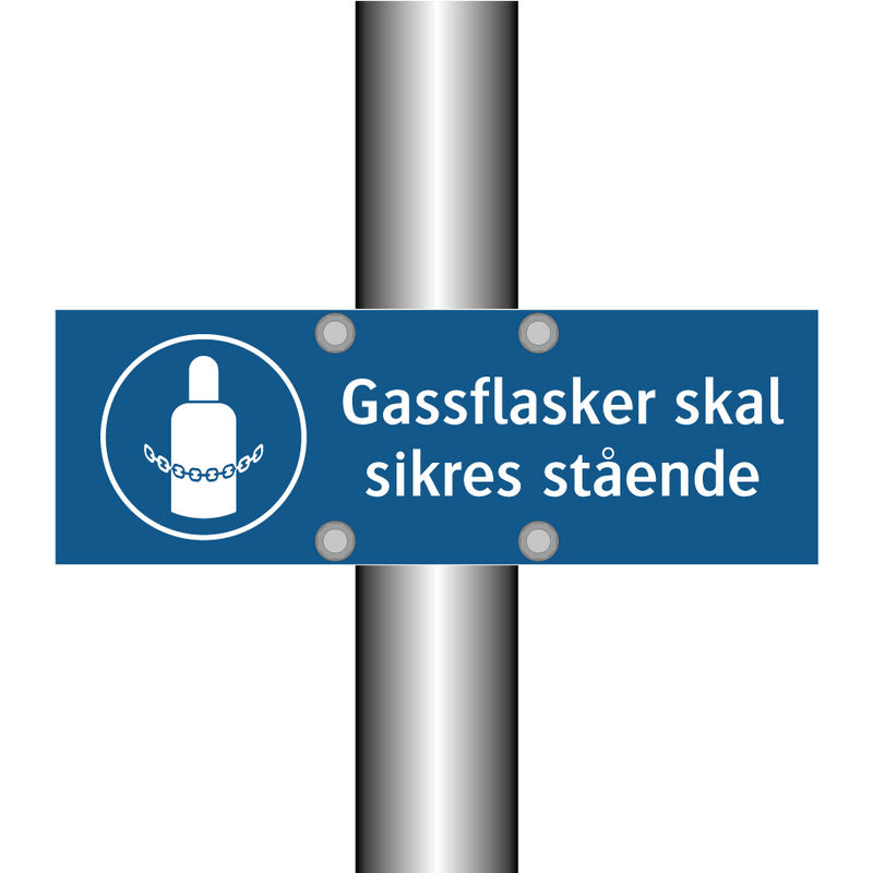 Gassflasker skal sikres sta?ende
