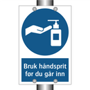 Bruk ha?ndsprit før du ga?r inn