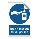 Bruk ha?ndsprit før du ga?r inn