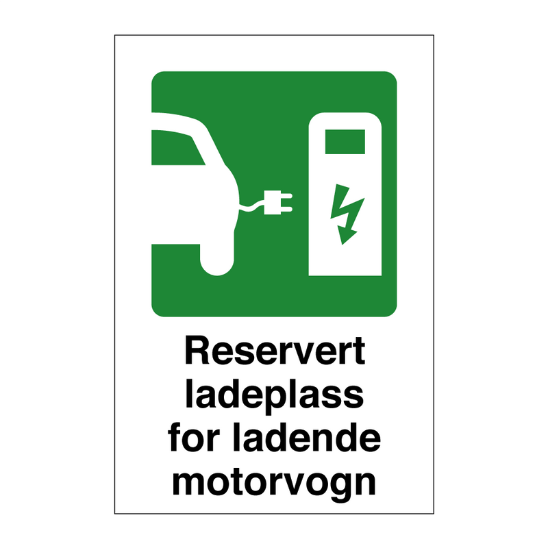 Reservert ladeplass for ladende motorvogn & Reservert ladeplass for ladende motorvogn