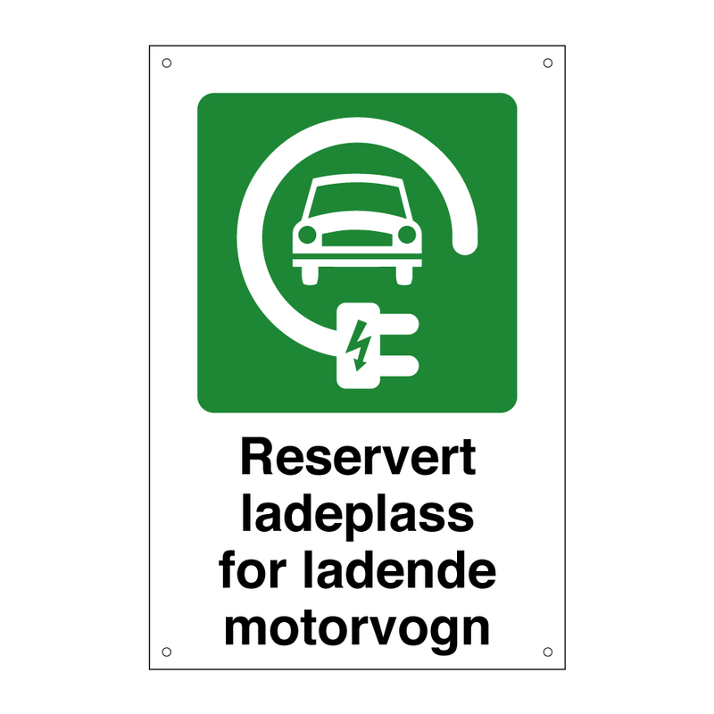 Reservert ladeplass for ladende motorvogn & Reservert ladeplass for ladende motorvogn