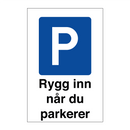 Rygg inn når du parkerer & Rygg inn når du parkerer & Rygg inn når du parkerer
