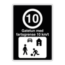Gatetun med fartsgrense 10 km/t
