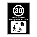 Gatetun med fartsgrense 30 km/t